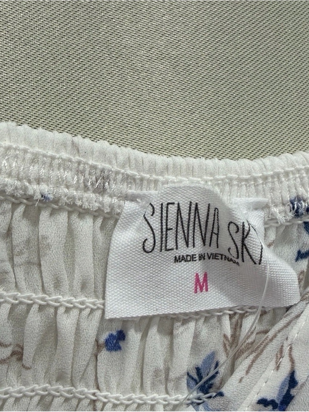 Sienna Sky White Top with Blue Floral Puff Sleeves - Picture 6 of 7
